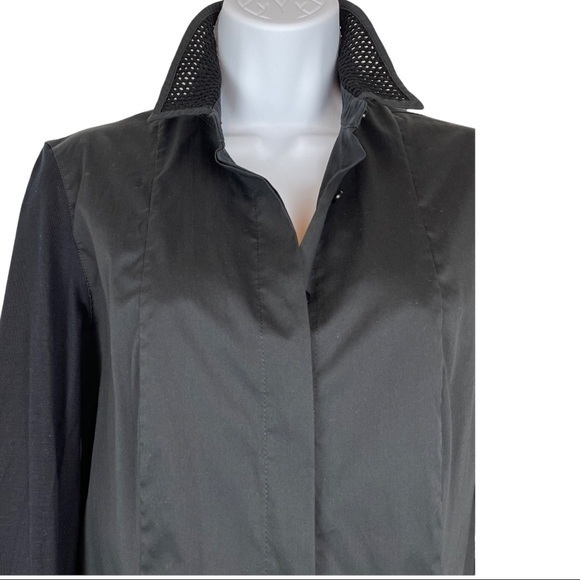 Akris Punto Top Button Down Shirt Black Mesh Collar & Cuffs Size 8 - Picture 2 of 13